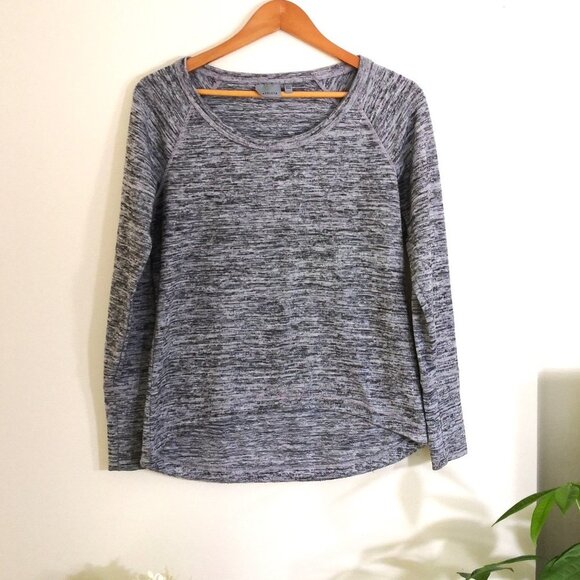 Athleta No Sweatin' It Sharkbite Sweatshirt Grey Heather Grey Heather Size S - Picture 2 of 4